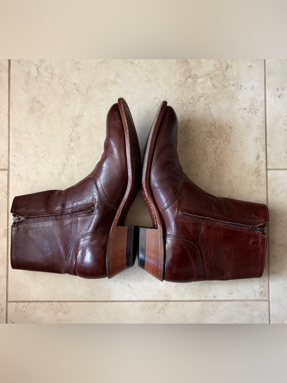 Boulet Ranch Hand Tan Leather Western Dress Ankle Boots Size  11 EEE Extra Wide - Picture 7 of 12